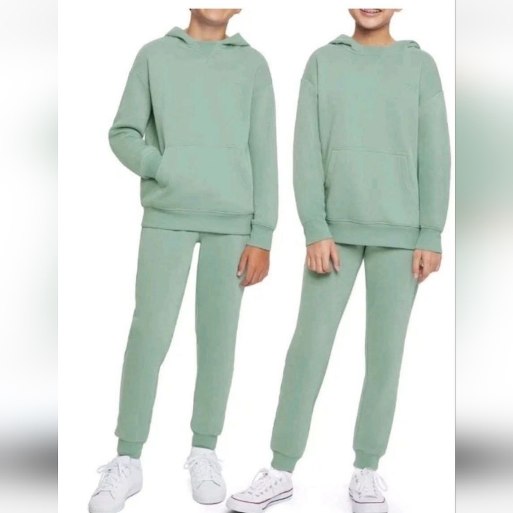 Charlie & Scout Youth 2 Pc Hoodie And Jogger Set Fleece Green M 10-12 Unisex New